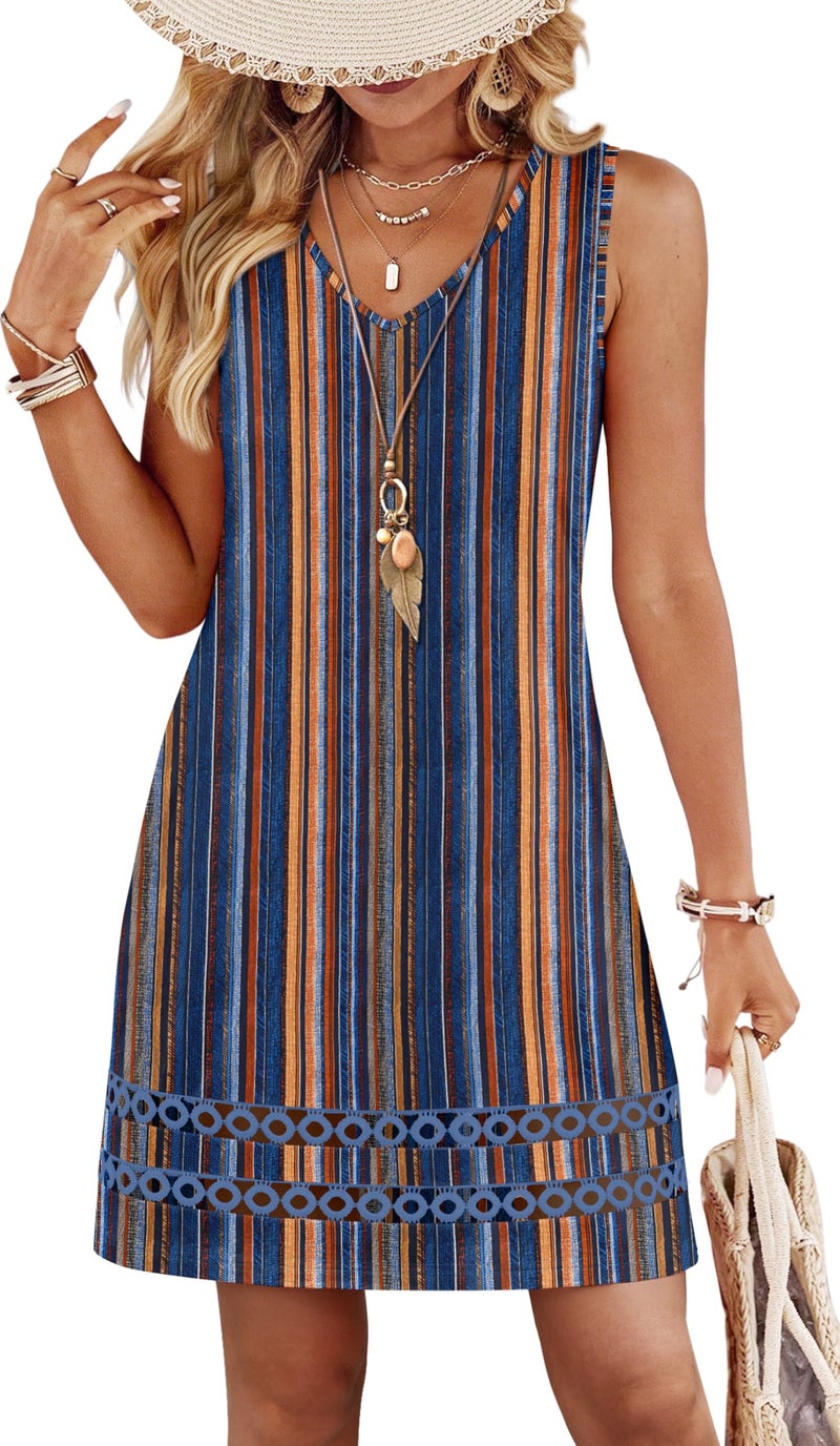 Sipaya Western Dresses for Women Summer Dresses 2026 Vestidos Casuales para Mujer Spring Sundresses Beach Vacation Clothes Cowgirl Outfits Blue Striped S - Image 2