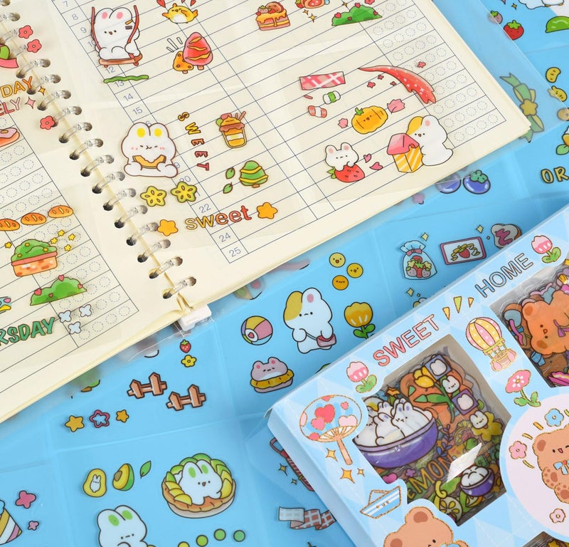 EAMOTOL Kawaii Funny Animal Scrapbooking Stickers - 100 Sheets Cute Cartoon Transparent PET Journaling Clipping Supplies Decals Sticker for Planners Collage Junk Journal DIY Arts Crafts Laptops Calendar - Image 5