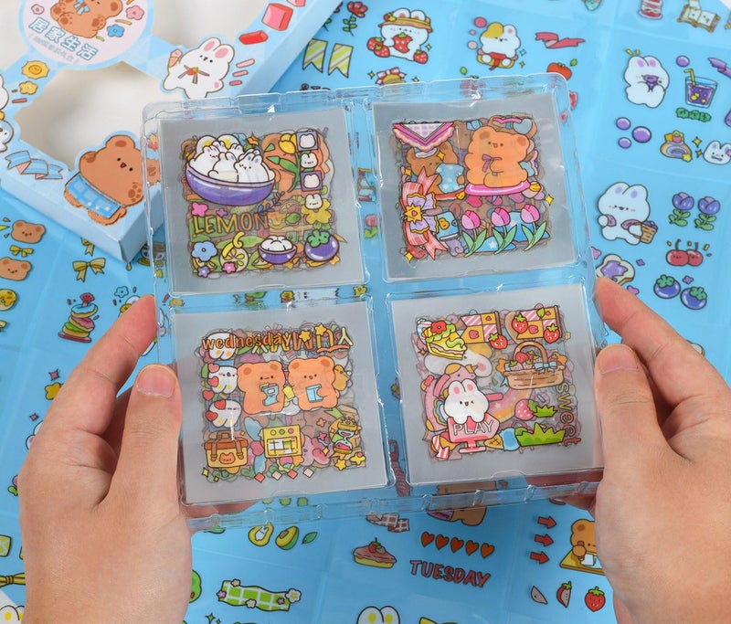 EAMOTOL Kawaii Funny Animal Scrapbooking Stickers - 100 Sheets Cute Cartoon Transparent PET Journaling Clipping Supplies Decals Sticker for Planners Collage Junk Journal DIY Arts Crafts Laptops Calendar - Image 3