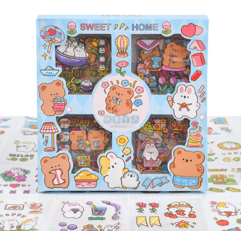 EAMOTOL Kawaii Funny Animal Scrapbooking Stickers - 100 Sheets Cute Cartoon Transparent PET Journaling Clipping Supplies Decals Sticker for Planners Collage Junk Journal DIY Arts Crafts Laptops Calendar - Image 1