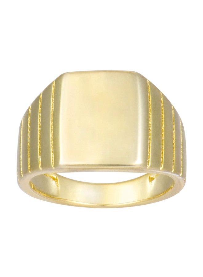 espere 18K Gold Plated Square Signet Pinky Ring | Lightweight Thick Statement Rings for Women Size 5 - Image 1
