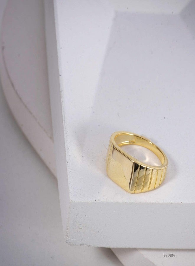 espere 18K Gold Plated Square Signet Pinky Ring | Lightweight Thick Statement Rings for Women Size 5 - Image 5
