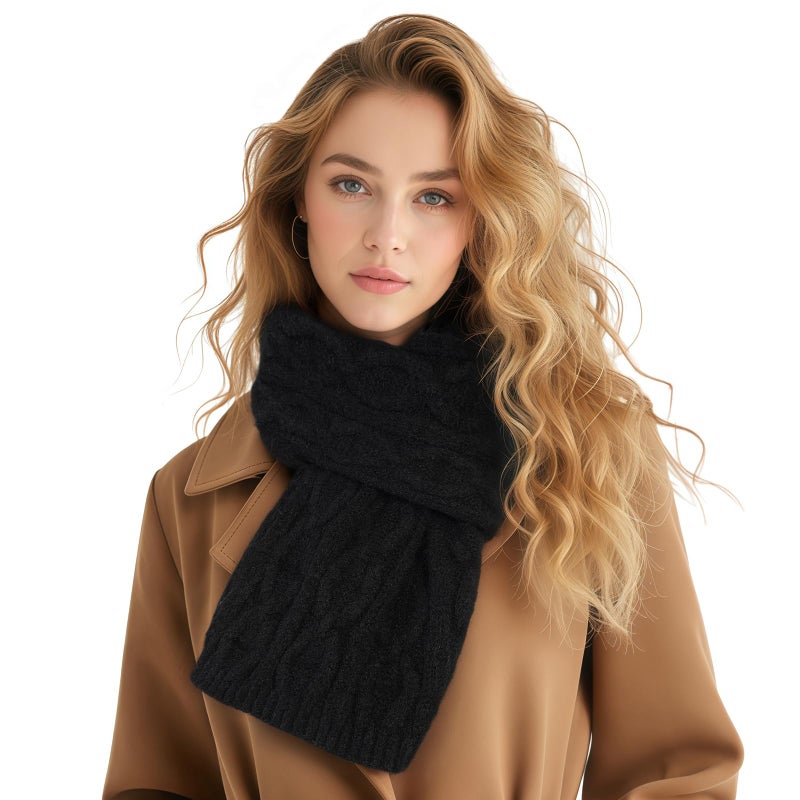 TOBEHIGHER Womens Scarf Fashion Long Knitted Winter Warm Scarf For Women Gifts Black - Image 1