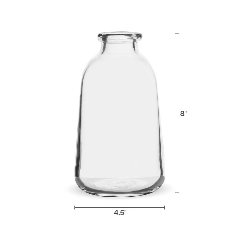 Elements Glass Milk Bottle Vase  for Use with Dried or Faux Flowers and Greenery  6.7x6.7x9.4 Inch  Clear - Image 2