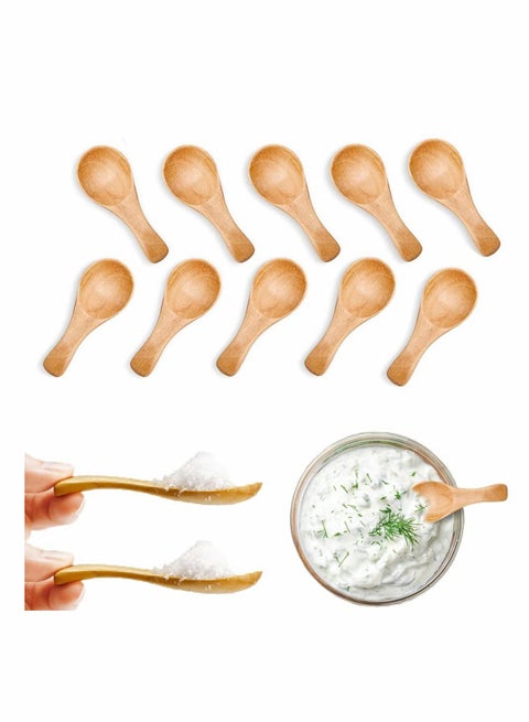 Small Wooden Teaspoon, Wooden Teaspoon Small Teaspoons Serving Wooden Utensils for Salt Spoon Honey Coffee Tea Sugar Salt, Mini Wooden Spoon for Daily Use Light Brown (10 Pieces 3 inches)