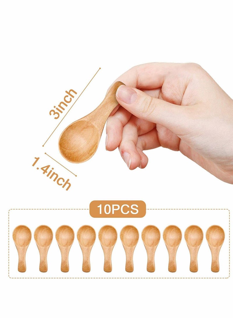 Excefore Small Wooden Teaspoon, Wooden Teaspoon Small Teaspoons Serving Wooden Utensils for Salt Spoon Honey Coffee Tea Sugar Salt, Mini Wooden Spoon for Daily Use Light Brown (10 Pieces 3 inches) - Image 5