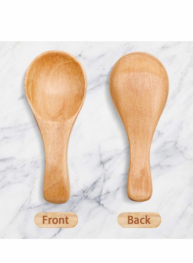 Excefore Small Wooden Teaspoon, Wooden Teaspoon Small Teaspoons Serving Wooden Utensils for Salt Spoon Honey Coffee Tea Sugar Salt, Mini Wooden Spoon for Daily Use Light Brown (10 Pieces 3 inches) - Image 3