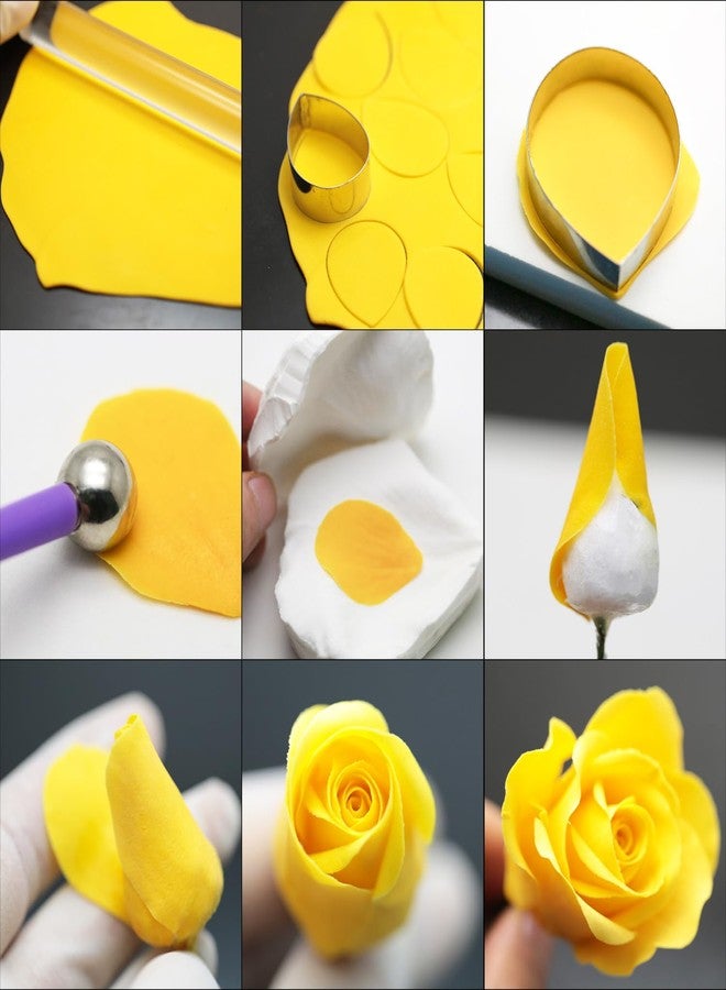 SK 10 pcs Austin Rose Cutter Set Fondant Decor Kit Cake Decorating Gumpaste Flowers - Image 5