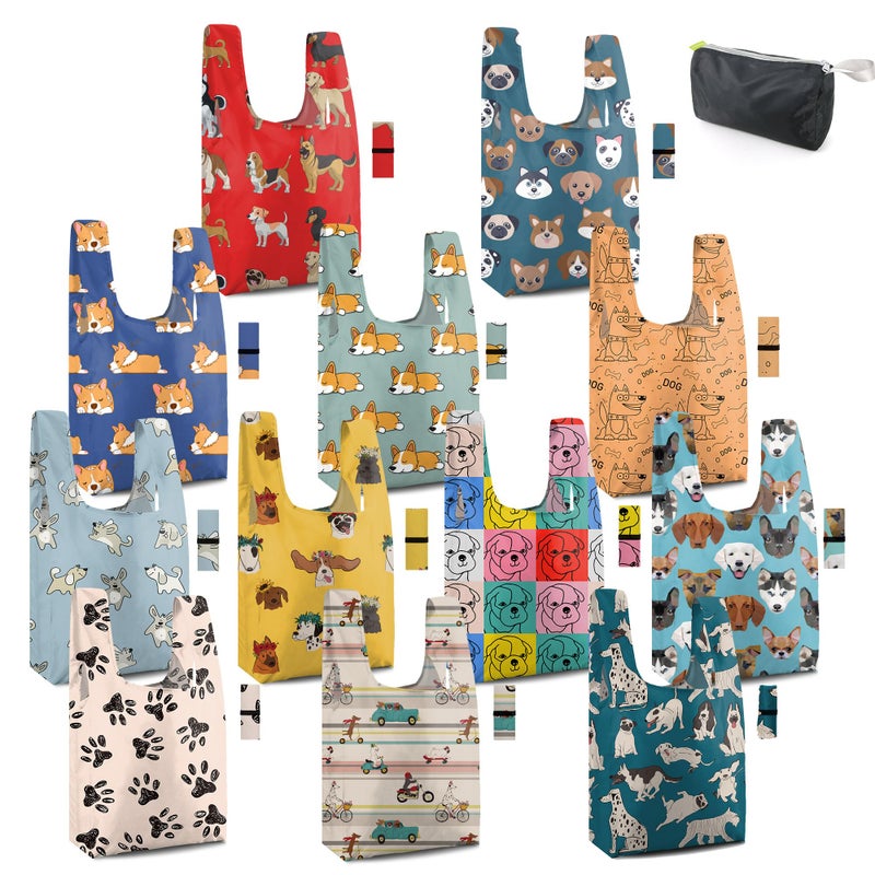 BeeGreen Animal Reusable Grocery Tote Bags 12 Pack, Heavy Duty Large Capacity Reusable Shopping Bags, Sturdy Machine Washable Foldable Bag for Travel Beach Storage Holiday Gift Bag with Handlesâ€‹ - Image 1