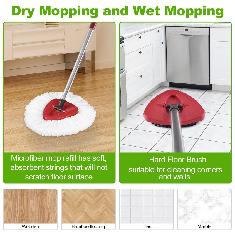Deisunpet Mop Heads Replacements for O Ceda,Mop Replace Head for Oceda Easywring 1 Tank,Include 3 Spin Mop Replacement Head 1 Scrub Brush and 1 Mop Base Deep Cleaning & Machine Washable - Image 3