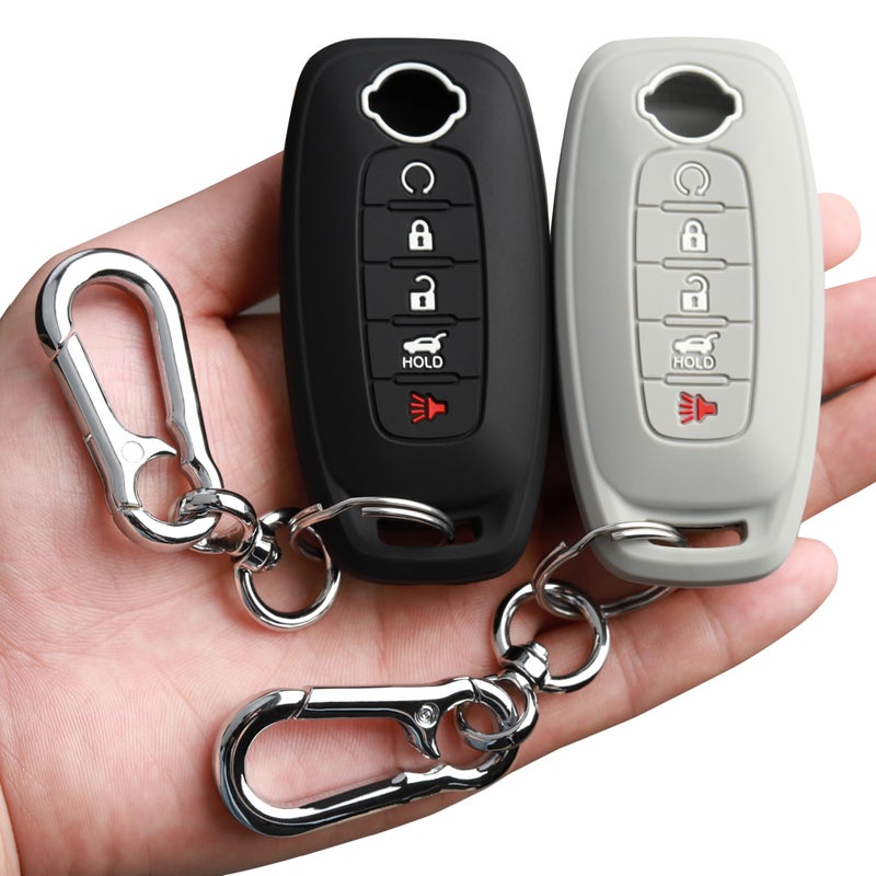 TANDRIVE 5Button Key Fob Cover for 2023 2024 2025 Nissan Rogue Pathfinder and 2024 2025 Sentra Silicone 2Pack Black and Gray