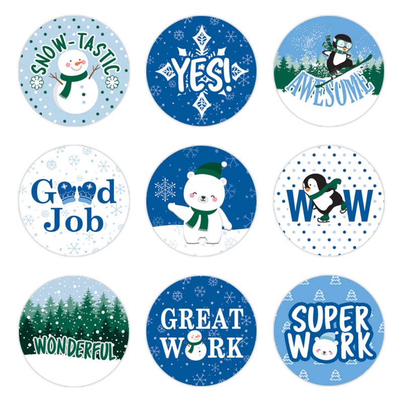 Winter Teacher Reward Stickers for Kids Grading Stickers for Student Incentives  1080 Count