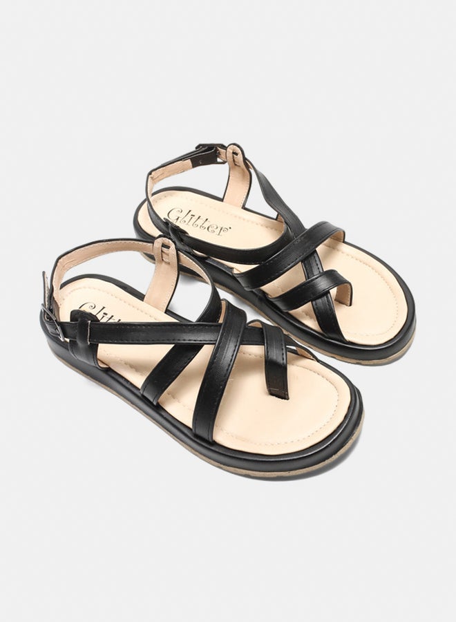Glitter Women Flat Sandals - Black  - Image 1