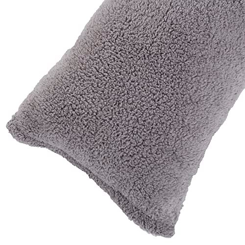 Lavish Home Body Pillow Cover. Sherpa with side zipper by Lavish Home – 18 ”x52" (Grey) - Image 4