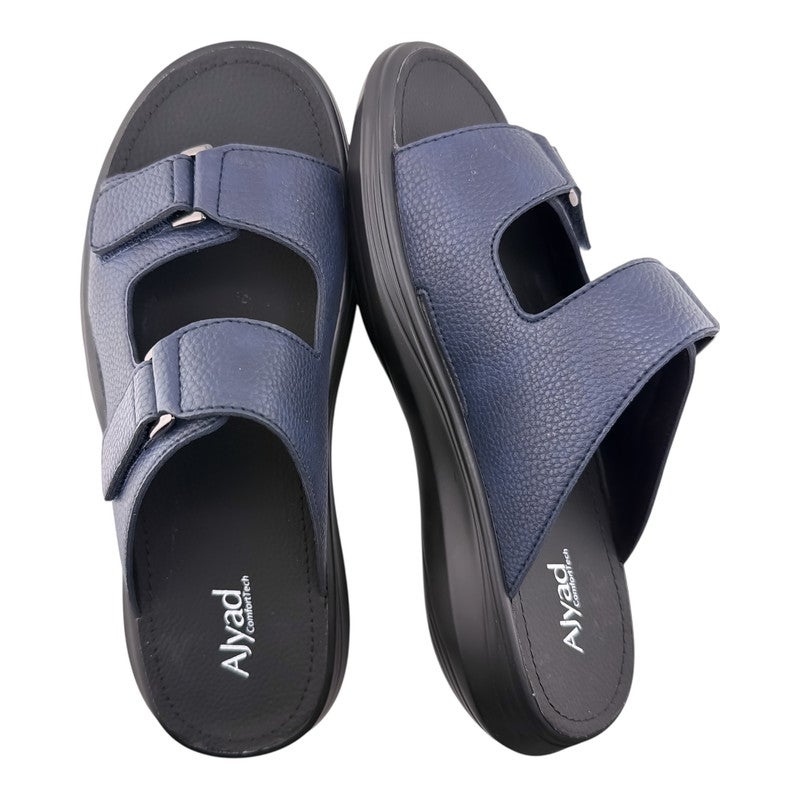 AJYAD Handmade Arabic Sandals For Men | Outdoor Mens Slippers | Everyday Flip Flops Open Toe | Arabic Genuine Leather With Straps | New Arabic Design | Multicolor Footbed | Comfortable & LightWeight - Image 2