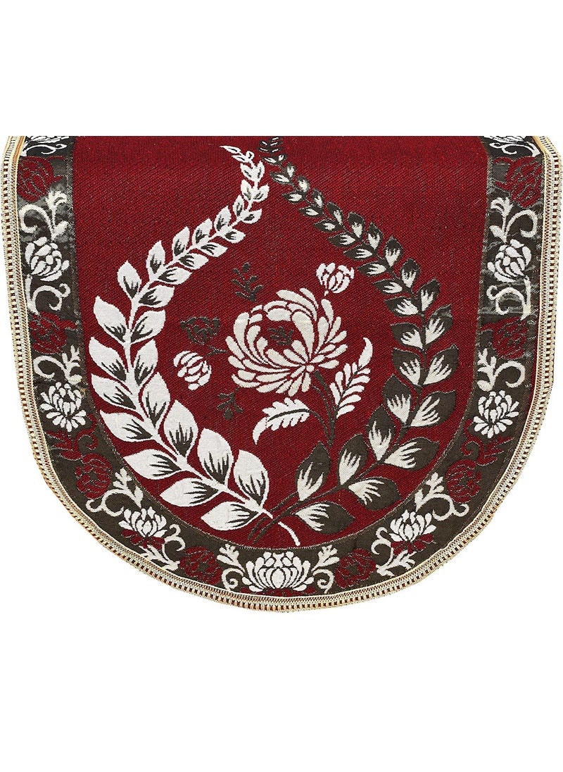 LINEN BASICS Linen Basics Exclusive Velvet Heavy Fabric 500 TC Floral Design 5 Seater Sofa Cover with 6 Arm Set Use Both Side 16 Pieces Maroon 5 Seater  - Image 4