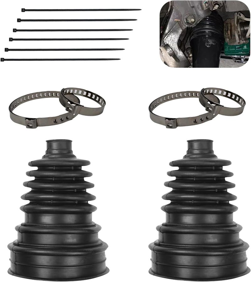 CV Axle Boot: Black Waterproof Rubber Construction - 19 MM–24 MM Universal Size With Cuttable Design, Stainless Steel Clamps Nylon Ties for FWD AWD Vehicle Repair Professionals DIY Auto Enthusiasts - Image 1