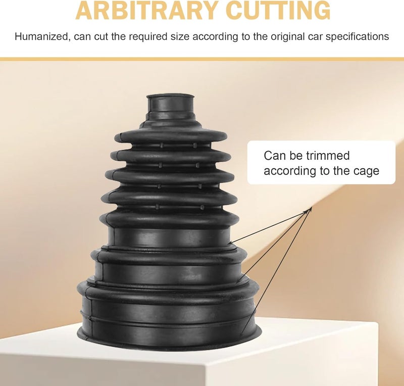 CV Axle Boot: Black Waterproof Rubber Construction - 19 MM–24 MM Universal Size With Cuttable Design, Stainless Steel Clamps Nylon Ties for FWD AWD Vehicle Repair Professionals DIY Auto Enthusiasts - Image 3