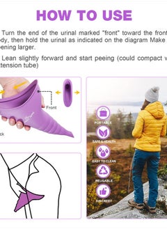 Easy@Home Portable Female Urination Device for Women: Easy@Home Silicone Female Urinal Pee Funnel Standing Up to Pee Urine Peeing Cup Reusable for Travel | Camping | Boating | Outdoor | Hiking Purple EUD408  - Image 5