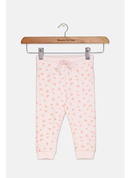 Toddler Girls Allover Print Pull On Pants. Pink
