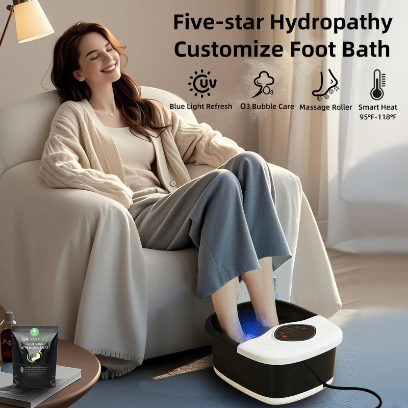 closewave Foot Spa Bath Massager with Heat, UV & Ozone Bubbles,Shiatsu Rollers Epsom Salt Temperature Control, Relieves Stress and Feet Pain - Home Pedicure Soaking Tub Gift for Women/Men, Mom/Dad - Image 4