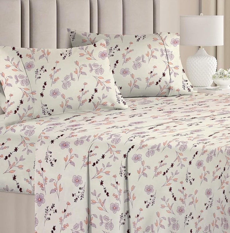 BSB HOME Premium 100% Cotton 200 TC Flat Double Bed Bedsheets for Summer Breathable | Wrinklefree (Size-220 x 230 Cm) with 2 Pillow Covers (Size-18 X 28 Inches, Off White) - Image 1