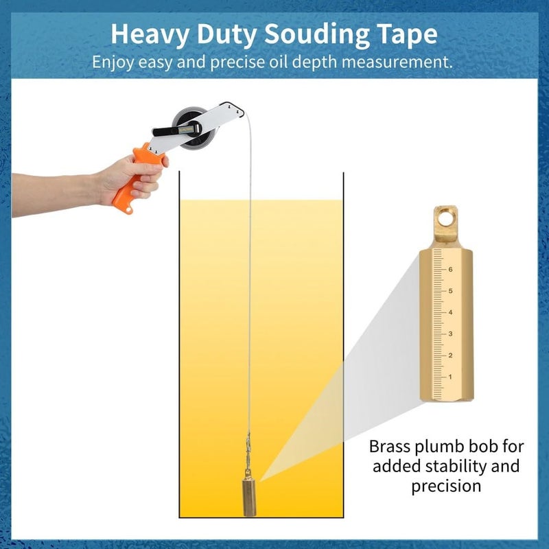 Oil Gauging Tape With Brass Plumb Bob, 33 Ft Steel Oil Tank Sounding Tape, Heavy Duty Depth Measuring Tape For Water, Oil - Image 3