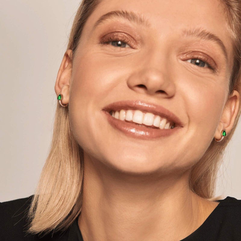 MYEARS Women Huggie Earrings Gold Hoop Teardrop Turquoise Diamond Cubic Zirconia Half Sleeper 14K Gold Filled Small Simple Hypoallergenic Everyday Jewelry - Image 2