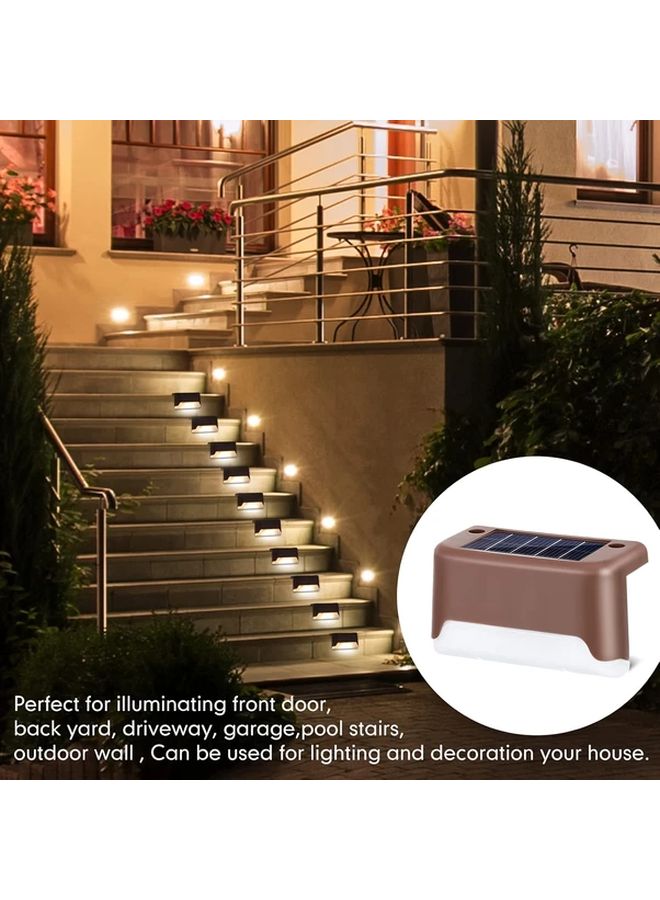10pcs Brown Solar Outdoor Lights Wall Mounted LED Warm Yellow For Garden Path - Image 4