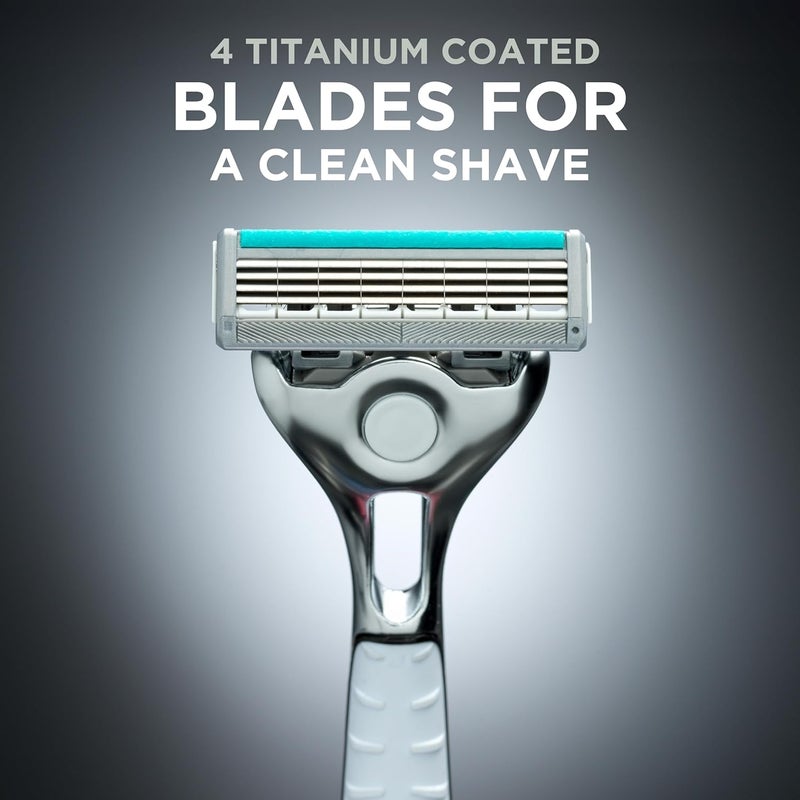 Wilkinson Sword Quattro Titanium Mens Razor for Sensitive Comfort Great Addition to Wash Bags for Mens Grooming Shavers for Sensitive Skin 1 Reusable Razor Handle and 9 Refill Blades Pack - Image 4