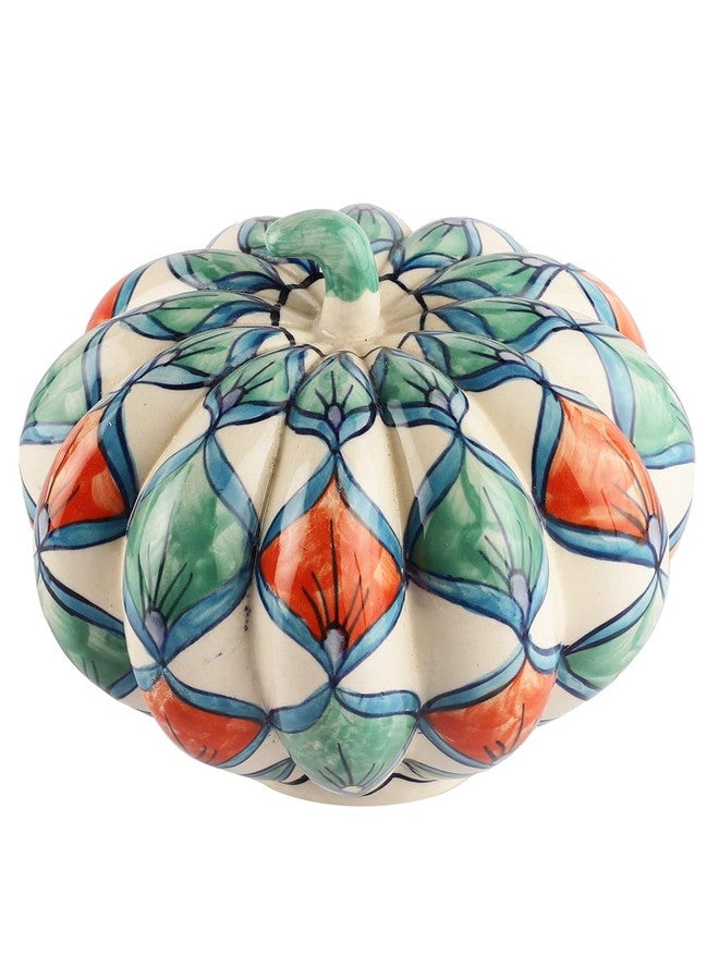MIAH Decor Unisex White Green Pumpkin Candle Holder - Image 3