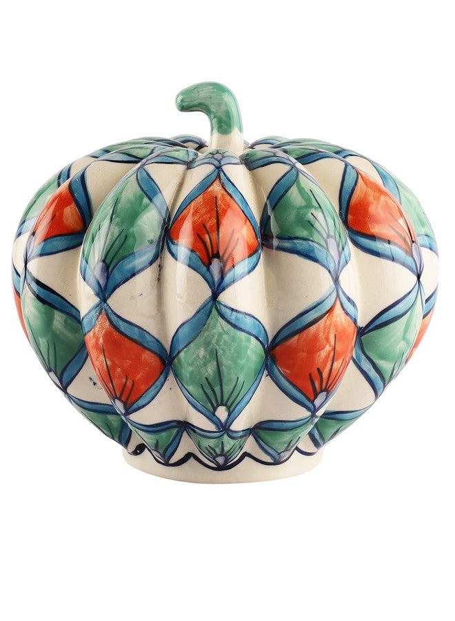 MIAH Decor Unisex White Green Pumpkin Candle Holder - Image 2
