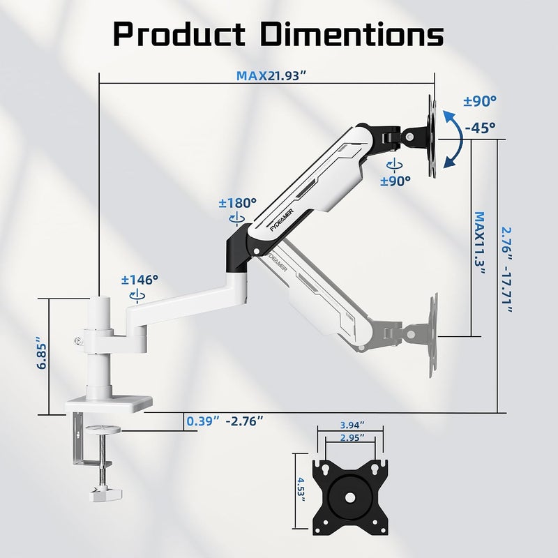 فيديامر حامل شاشة Fydeamer Monitor Arm Monitor Stand MYTC51BWW - Image 4