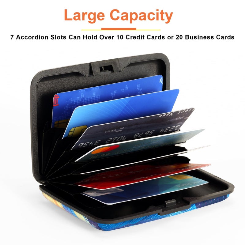 Mayski Credit Card Holder, RFID Blocking, Aluminum Alloy Hard Case, Small Mini Business Metal Wallet for Women Men, The Starry Night - Image 4