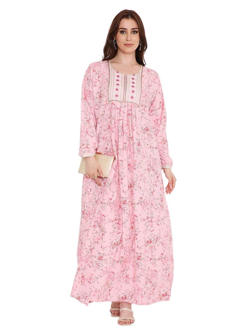 هانا آند سارا جلابية كفتان فراشة بأكمام طويلة مطبوعة وتطريز خيط فريد - Image 5