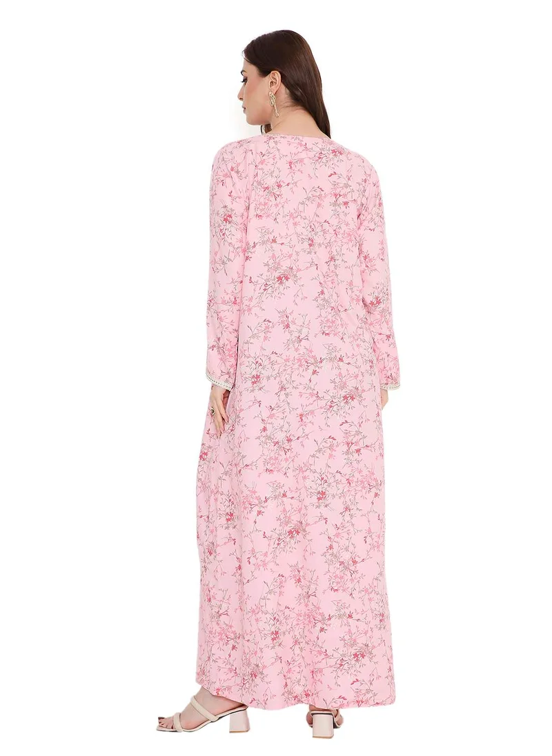 HANA & SARA unique thraed embroidery and classic printed long sleeves arabic kaftan farasha jalabiya dresses