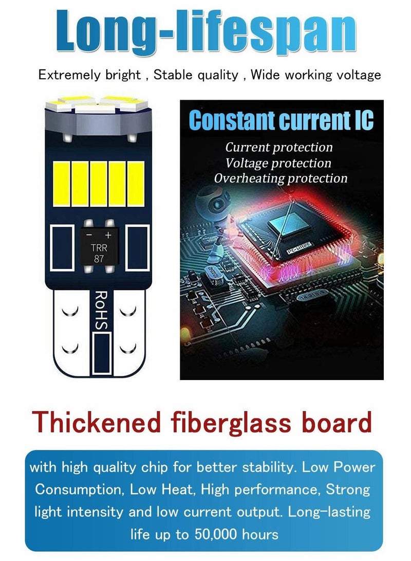 Y&D 20 pcs LED Bulb, 6000k White T10 Bulbs, W5W 168 Led Bulbs 15-SMD 4014 Chipsets Replacement Error Free for Car Dome - Image 4