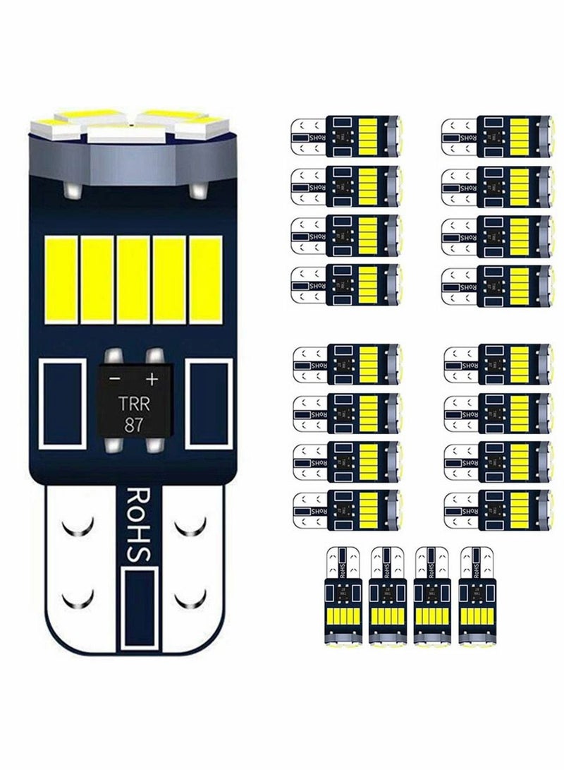 Y&D 20 pcs LED Bulb, 6000k White T10 Bulbs, W5W 168 Led Bulbs 15-SMD 4014 Chipsets Replacement Error Free for Car Dome - Image 1
