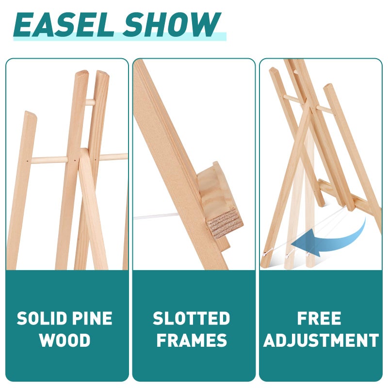ESRICH 2Pack16in Tabletop Easel,Tabletop Easel for Painting Party, Wooden Tabletop Display Easels,Painting Easel for Displaying Canvases, Photos, Display Tripod Holder Stand for Students Kids - Image 3