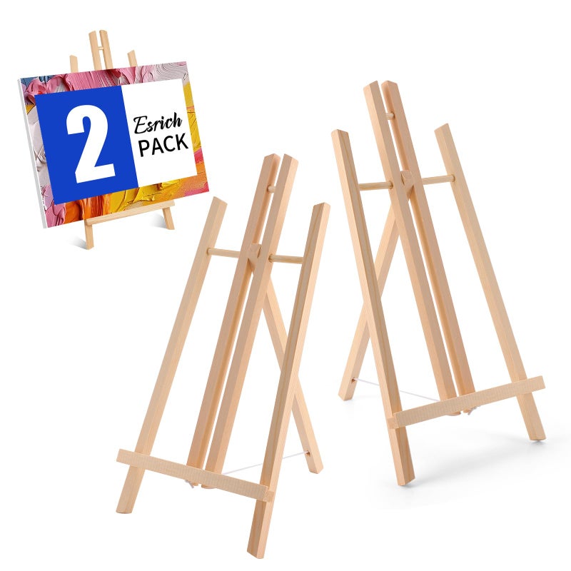 ESRICH 2Pack16in Tabletop Easel,Tabletop Easel for Painting Party, Wooden Tabletop Display Easels,Painting Easel for Displaying Canvases, Photos, Display Tripod Holder Stand for Students Kids - Image 1