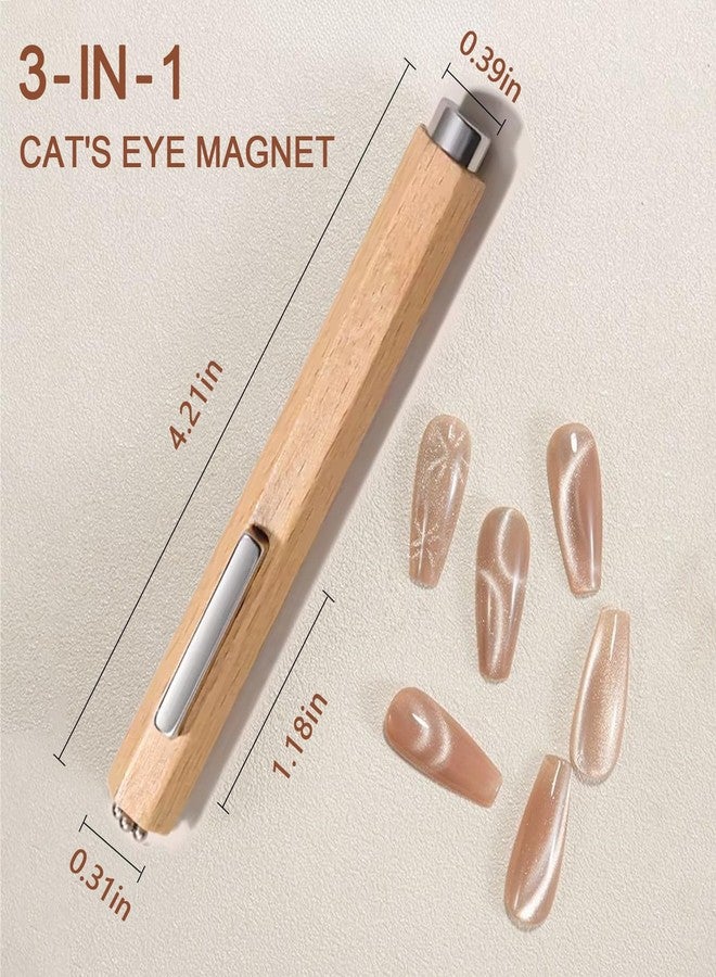 SILPECWEE 3 in 1 Nail Magnet - Hexagon, Multifunctional Cat Eye Magnet for Nails Gel Nail Polish Magnet Stick Wooden Magnetic Nail Polish Tools for Cat Eye Nail Art Design - Image 5