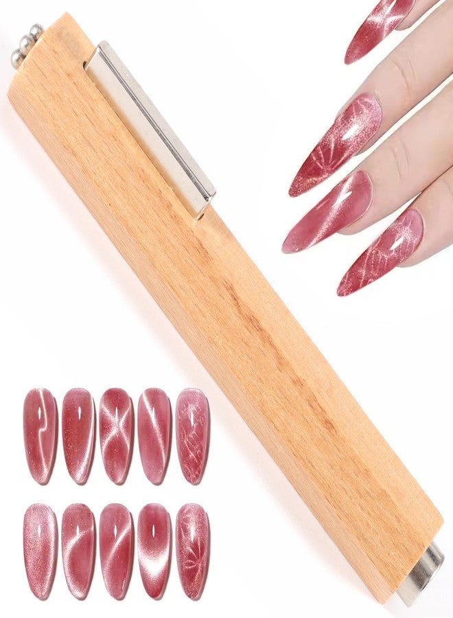 SILPECWEE 3 in 1 Nail Magnet - Hexagon, Multifunctional Cat Eye Magnet for Nails Gel Nail Polish Magnet Stick Wooden Magnetic Nail Polish Tools for Cat Eye Nail Art Design - Image 1