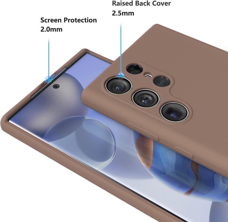 DIZORO Microfiber Candy Case Compatible for Samsung S25 Ultra 5g Smooth Touch Cushion Liquid Soft Silicone Gel Rubber Phone Cases Non-Slip Full Body Protective Shockproof Back Cover (Brown) - Image 5