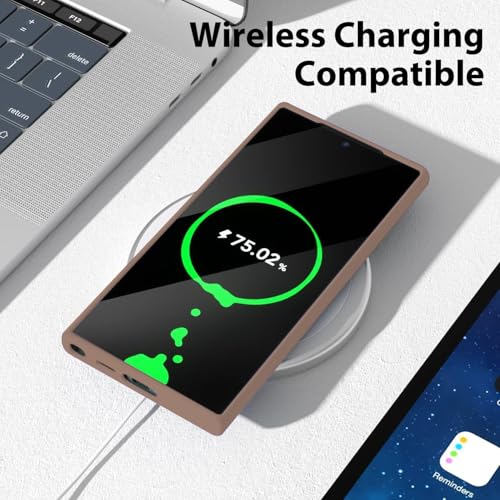 DIZORO Microfiber Candy Case Compatible for Samsung S25 Ultra 5g Smooth Touch Cushion Liquid Soft Silicone Gel Rubber Phone Cases Non-Slip Full Body Protective Shockproof Back Cover (Brown) - Image 4