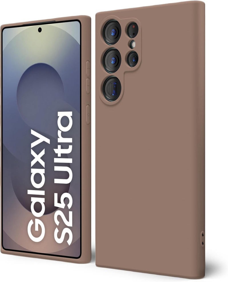DIZORO Microfiber Candy Case Compatible for Samsung S25 Ultra 5g Smooth Touch Cushion Liquid Soft Silicone Gel Rubber Phone Cases Non-Slip Full Body Protective Shockproof Back Cover (Brown) - Image 1