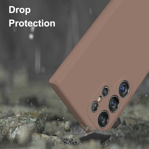 DIZORO Microfiber Candy Case Compatible for Samsung S25 Ultra 5g Smooth Touch Cushion Liquid Soft Silicone Gel Rubber Phone Cases Non-Slip Full Body Protective Shockproof Back Cover (Brown) - Image 2