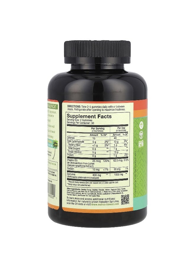 Nutrex Hawaii Nutrex Hawaii, Pure Hawaiian Spirulina Plus Vitamin D3 Gummies, 60 Tropical Gummies  - Image 2
