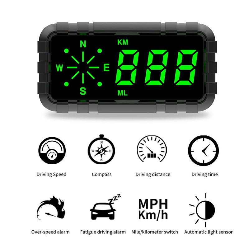 OinDoDi Heads Up Display for Car Digital GPS Speedometer kit MPH Odometer Automotive Compass for Dashboard HUD Fatigued Driving Alert Speeding Alarm for Trucks Golf cart All Vehicles (C3010) - Image 4