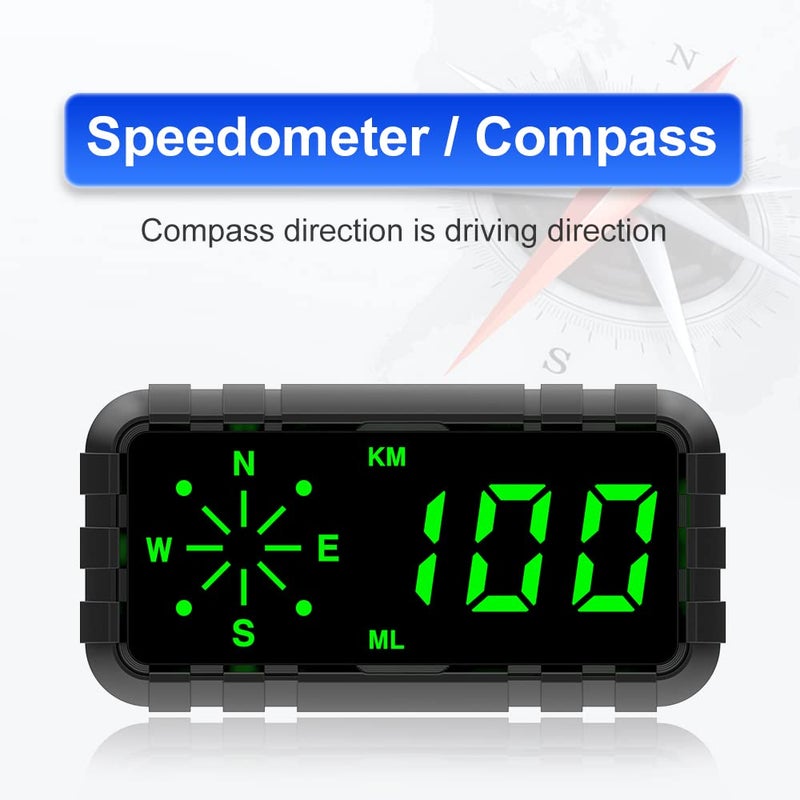 OinDoDi Heads Up Display for Car Digital GPS Speedometer kit MPH Odometer Automotive Compass for Dashboard HUD Fatigued Driving Alert Speeding Alarm for Trucks Golf cart All Vehicles (C3010) - Image 3