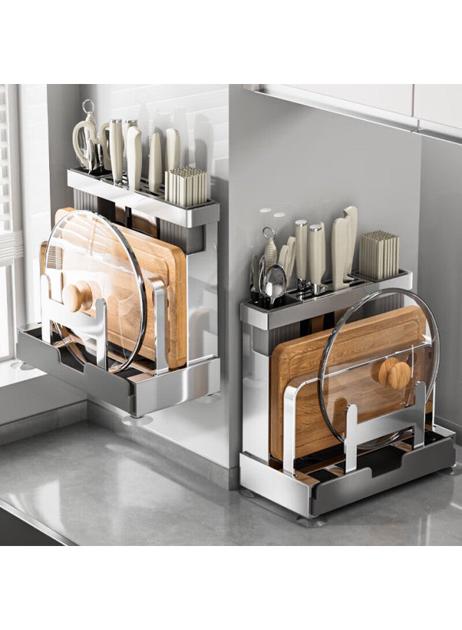 Muya 304 Stainless Steel Kitchen Knife Holder, Storage Rack, Countertop Cutting Board Stand, Chopstick Cage, All-in Chopping Board And Knife Organizer - Image 1